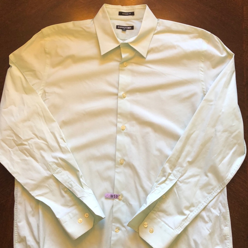 Express 1MX Modern Fit Long Sleeve Button Up
